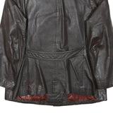 MOKIBA Womens Brown Leather Jacket L Button Closure Classic Fit Plain