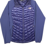 THE NORTH FACE Womens Blue Quilted Track Jacket M Polyester Hooded Zip