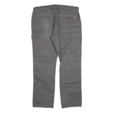DICKIES Mens Cotton Blend Relaxed Fit Grey Trousers W36 L32 Workwear Zip Closure