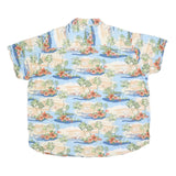 GREVES Mens Blue & Beige Hawaiian Shirt 4XL Cotton Blend Casual Summer Beachwear