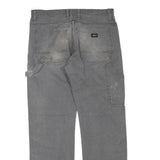 DICKIES Mens Cotton Blend Grey Regular Straight Trousers W34 L32 Workwear Zip