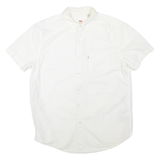 LEVI'S Mens White Button-Down Short Sleeve Shirt M Casual Cotton Blend