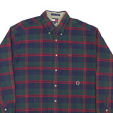 TOMMY HILFIGER Mens Green & Red Check Shirt L Long Sleeve Button Casual Cotton