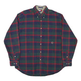 TOMMY HILFIGER Mens Green & Red Check Shirt L Long Sleeve Button Casual Cotton