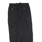 Womens Linen Regular Fit Black Trousers W32 L32 Classic Zip Closure