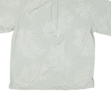 JAMAICA JAXX Mens Cream & White Silk Shirt M Tropical Leaf Pattern Casual Summer