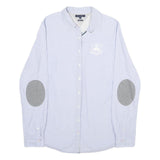 TOMMY HILFIGER Womens Blue Shirt UK 12 Cotton Long Sleeve Button Shirt Grey