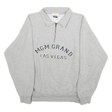 MGM GRAND Mens Grey Zip Collar Las Vegas Cotton Blend Pullover XL Relaxed Fit