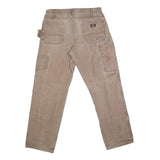 DICKIES Mens Jeans Beige Regular Straight Denim W34 L33 Workwear Utility Pants