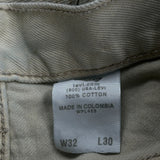 501 Levis Jeans - 32W 30L Beige Cotton