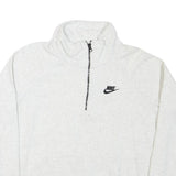 NIKE Womens White 1/4 Zip Sweatshirt M Cotton Blend Pullover Zip Neck