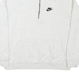 NIKE Womens White 1/4 Zip Sweatshirt M Cotton Blend Pullover Zip Neck
