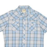 WRANGLER Mens Blue & White Check Shirt L Western Style Short Sleeve Casual