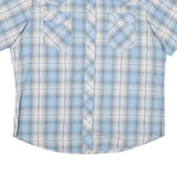 WRANGLER Mens Blue & White Check Shirt L Western Style Short Sleeve Casual
