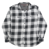 WOOLRICH Mens Black & White Check Shirt XL Button-Down Collar Long Sleeve Cotton
