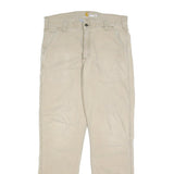 CARHARTT Mens Relaxed Fit Beige Cotton Blend Trousers W34 L34 Workwear Utility