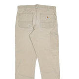 CARHARTT Mens Relaxed Fit Beige Cotton Blend Trousers W34 L34 Workwear Utility