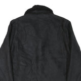 Womens Black Faux Shearling Button Jacket L Polyester Blend Classic Winter