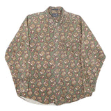 DUCKS UNLIMITED Mens Green Brown Printed Cotton Shirt M Hunting Outdoor Style