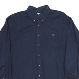 CAMBRIDGE Mens Navy Plain Cotton Shirt L Button-Down Collar Long Sleeve Pocket