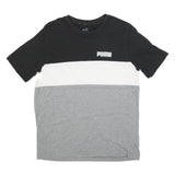 PUMA Mens Black & White & Grey Colourblock T-Shirt M Short Sleeve Crew Neck