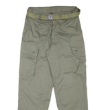 Mens Cotton Blend Relaxed Cargo Trousers W32 L31 Olive Green Zip Closure