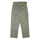 Mens Cotton Blend Relaxed Cargo Trousers W32 L31 Olive Green Zip Closure