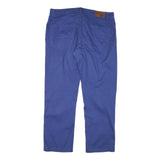 TRUSSARDI Mens Cotton Blend Blue Regular Straight Trousers W35 L29 Stylish