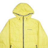 COLUMBIA Mens Yellow Nylon Hooded Jacket XL Woven Zip Casual Outdoor Lightweight