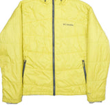 COLUMBIA Mens Yellow Nylon Hooded Jacket XL Woven Zip Casual Outdoor Lightweight