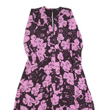 WHISTLES Womens Purple & Pink Floral A-Line Woven Dress Long Sleeve Midi UK 8