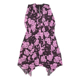 WHISTLES Womens Purple & Pink Floral A-Line Woven Dress Long Sleeve Midi UK 8