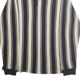 IVY CREW Mens Navy & Cream Striped Long Sleeve Polo Shirt L Cotton Casual