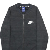 NIKE Mens Black Cotton Blend Bomber Jacket S Plain Zip Athletic Casual