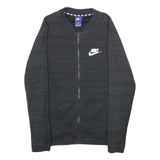 NIKE Mens Black Cotton Blend Bomber Jacket S Plain Zip Athletic Casual