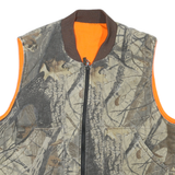 Mens Brown & Orange Reversible Synthetic Zip Up Outdoors Vest XL Woven Plain