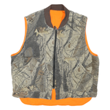 Mens Brown & Orange Reversible Synthetic Zip Up Outdoors Vest XL Woven Plain