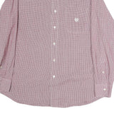 CHAPS Mens Red & White Check Shirt M Button Down Collar Long Sleeve Cotton