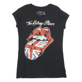 THE ROLLING STONES Girls Black Guitar Graphic T-Shirt L Short Sleeve Crew Neck