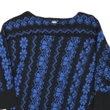 JOHN PHILIPS Womens Black & Blue Patterned Jumper Round Neck Basic Knit Size M