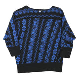 JOHN PHILIPS Womens Black & Blue Patterned Jumper Round Neck Basic Knit Size M