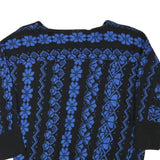 JOHN PHILIPS Womens Black & Blue Patterned Jumper Round Neck Basic Knit Size M