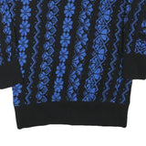 JOHN PHILIPS Womens Black & Blue Patterned Jumper Round Neck Basic Knit Size M