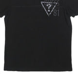 GUESS Mens Black Graphic T-Shirt L Short Sleeve Henley Neck Cotton Blend