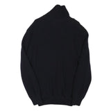 NAVIGARE Mens Black Wool Blend Jacket S Knit Zip Up Plain Stylish Casual