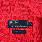 Polo By Ralph Lauren Cable Knit Sweater - Large Red Cotton