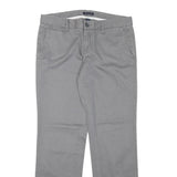 TOMMY HILFIGER Womens Regular Grey Cotton Blend Zip Trousers W32 L30 Classic