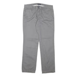 TOMMY HILFIGER Womens Regular Grey Cotton Blend Zip Trousers W32 L30 Classic