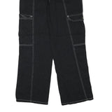 Womens Black Regular Fit Straight Cotton Blend Jeans W28 L29 Contrast Stitching