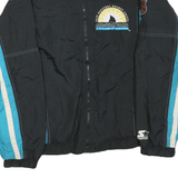 STARTER Mens Black & Blue All Star Game Zip Jacket M Polyester Blend Striped
